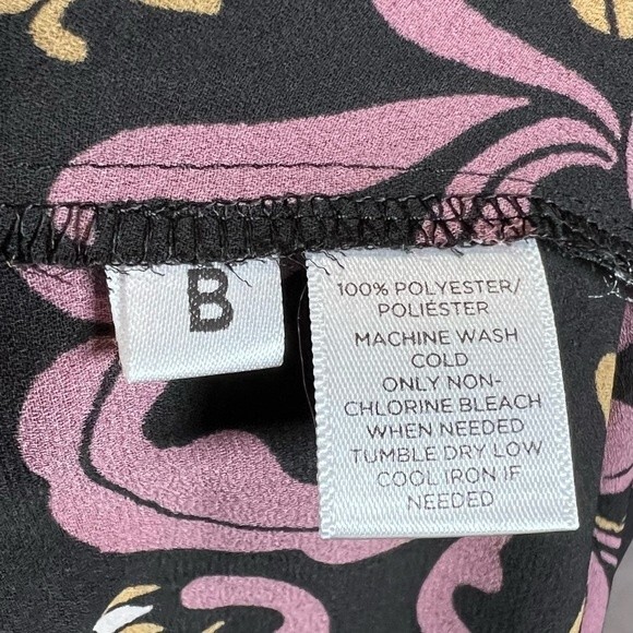 Ann Taylor Loft black and wine tie neck button down blouse size medium - Picture 5 of 6